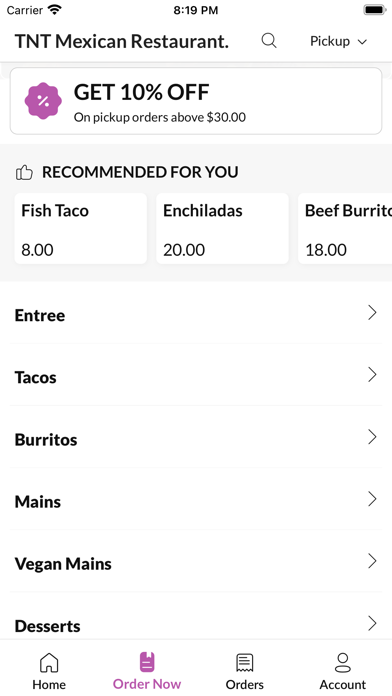 TNT Mexican Restaurant Screenshot