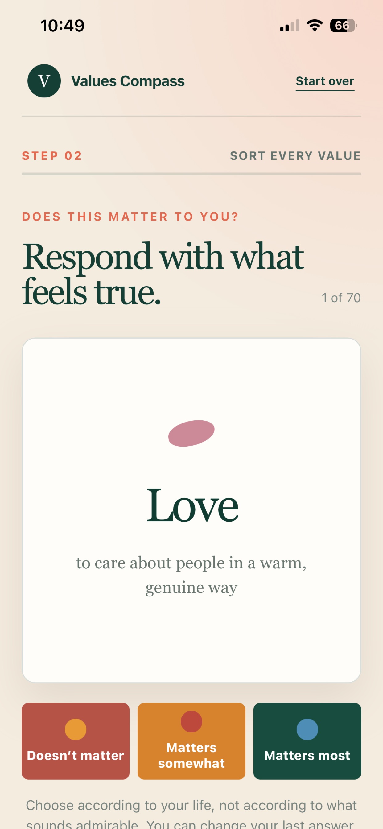 Screenshot 2 of Values Compass: What Matters