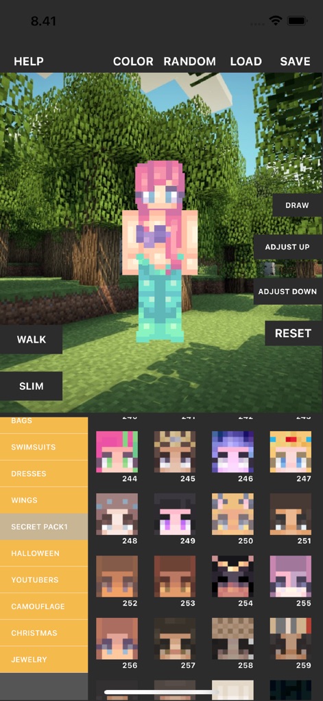 Custom Skin Creator - Browse a curated collection of enchanting mermaid skins and effortlessly navigate through themed skin categories for quick selection.