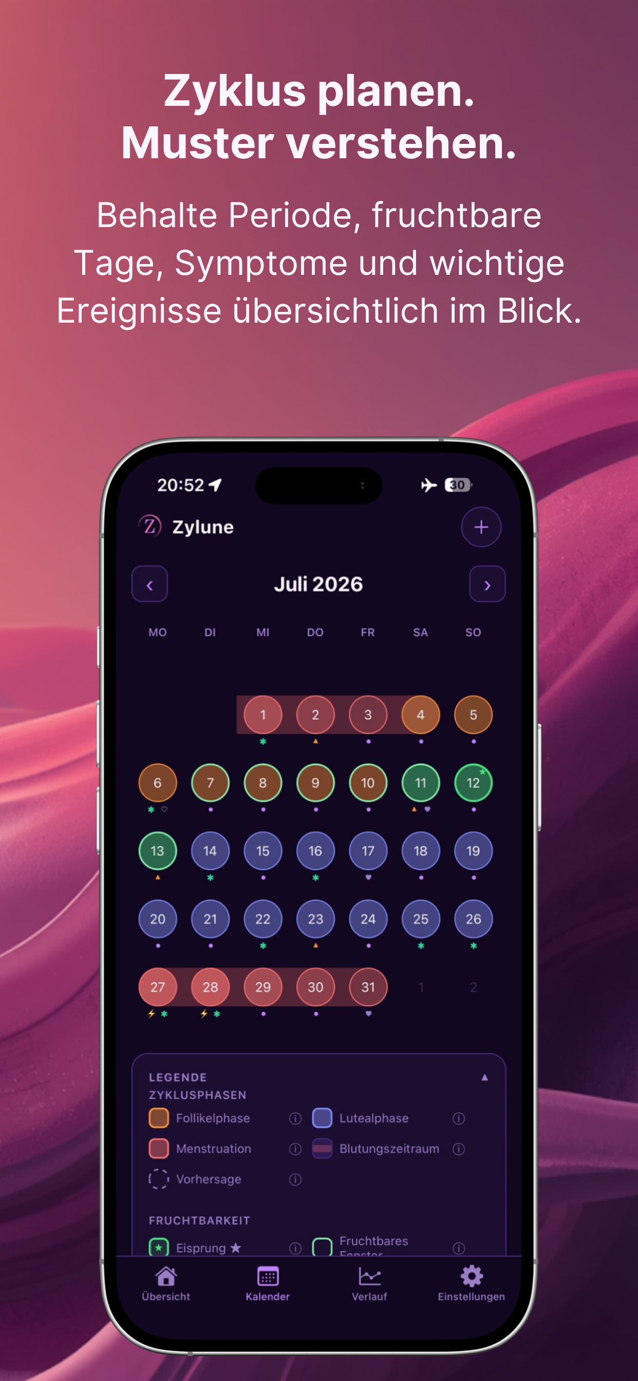 Zylune: Zyklus Tracker screenshot 2