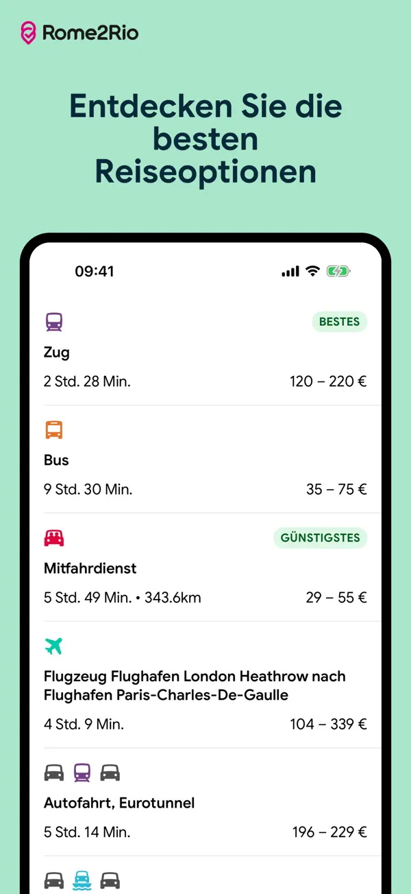 Rome2Rio iPhone App Screenshot 2 – Reisen