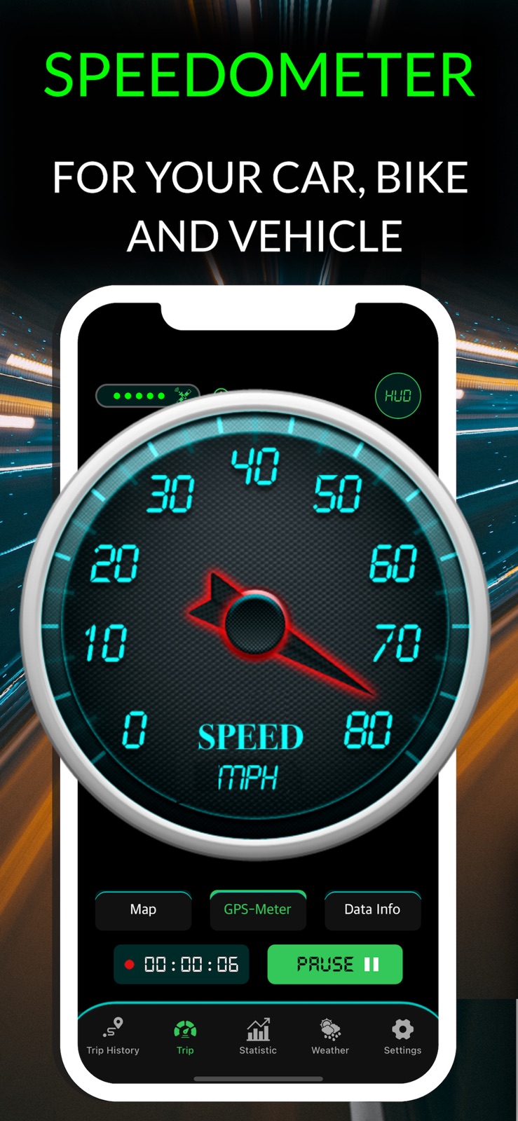 Speedometer Speed+ Mph Tracker iphone screenshot 1