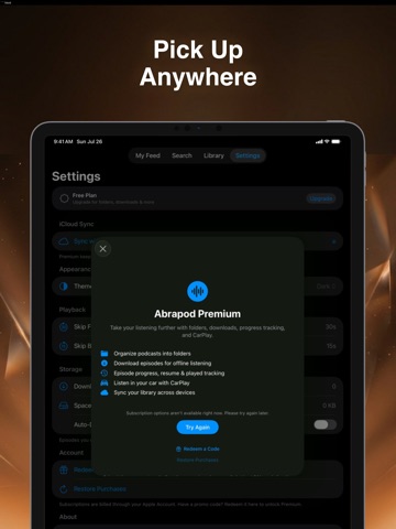 Abrapod: Podcast Player iPad screenshot
