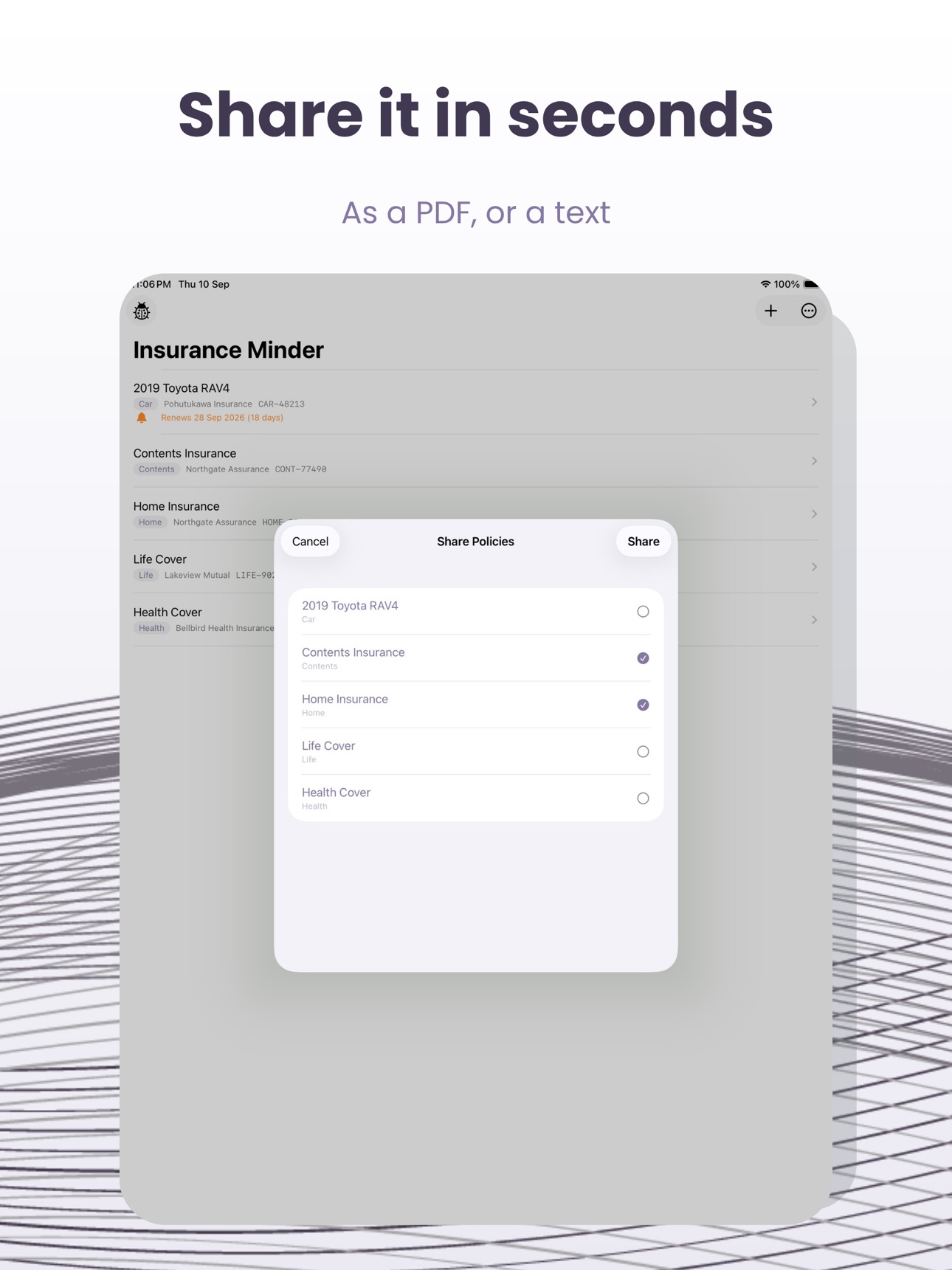Screenshot 8 of Insurance Minder: Policy Lists