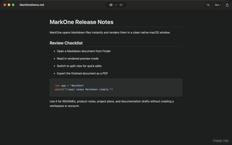 MarkOne screenshot