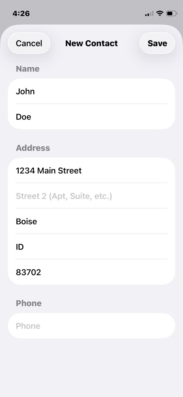 iPhone screenshot