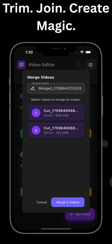 Reels Cut & Merge Video Editor iPhone screenshot
