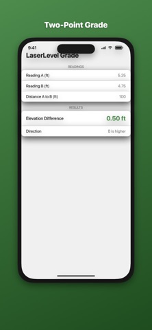 Laser Level Grade Calculator のスクリーンショット