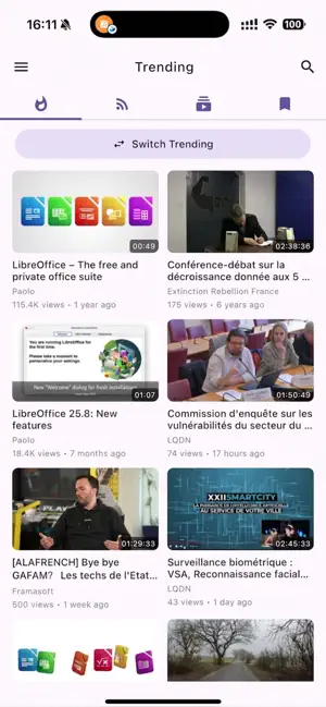 Rinox - PeerTube Client screenshot 1