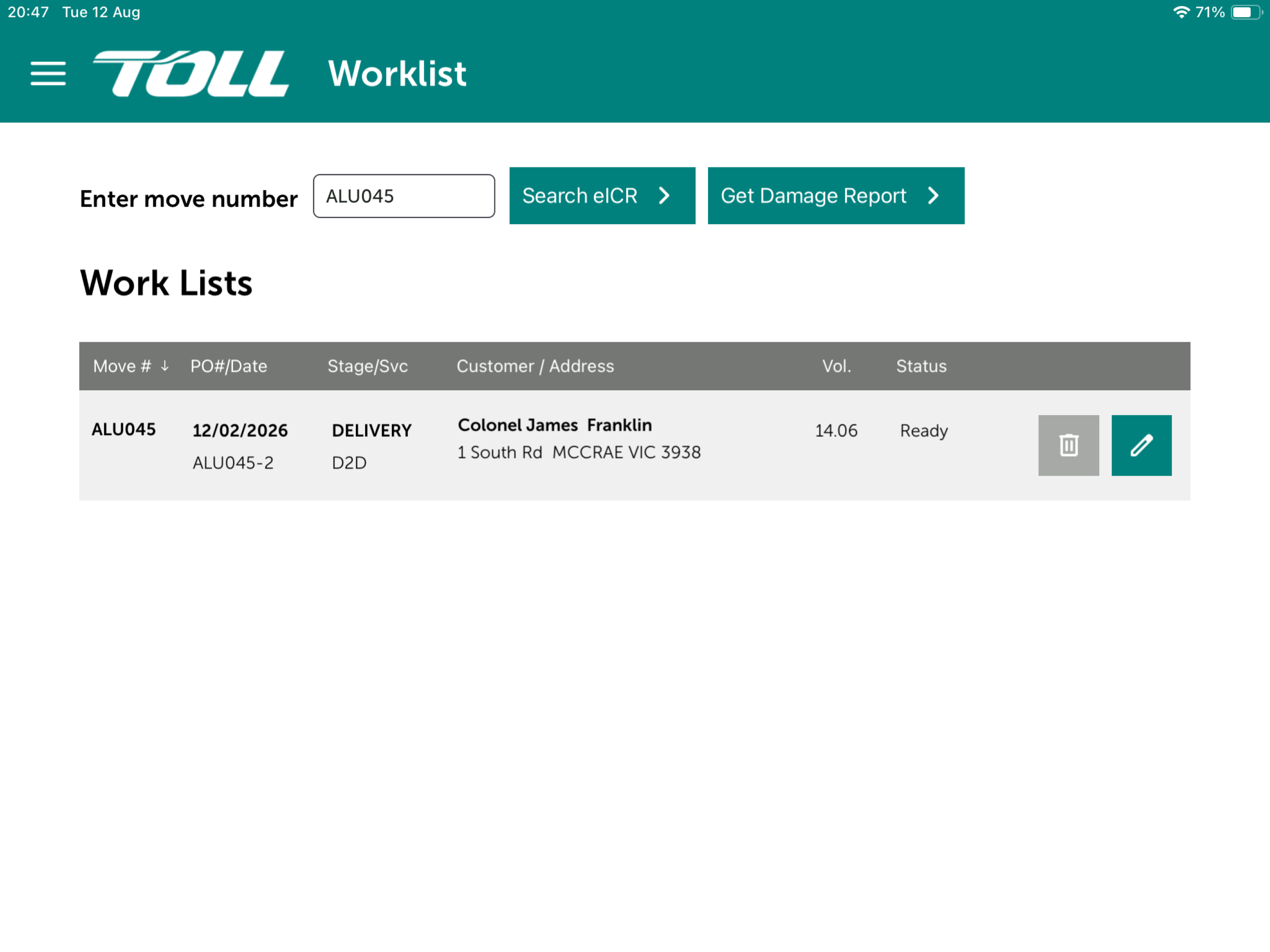 Toll Transitions eICR