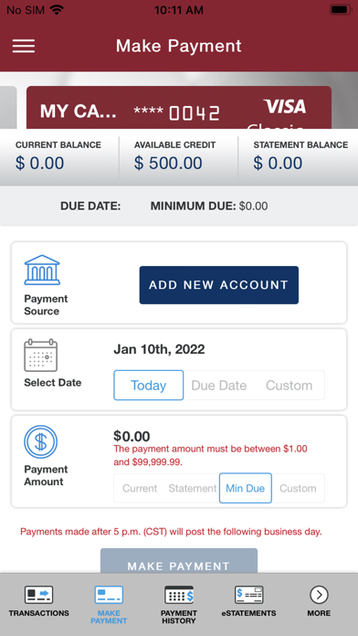WAC Visa Screenshot