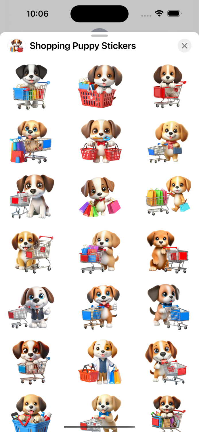 Shopping Puppy Stickers