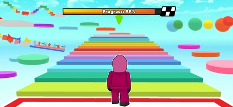 Prison Blox: Obby 3D Parkour - Experience the bright, colorful 3D graphics and the diverse step-like platforms that define the game's aesthetic and challenges.