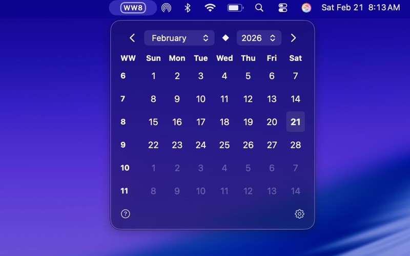 WorkWeekMenu screenshot