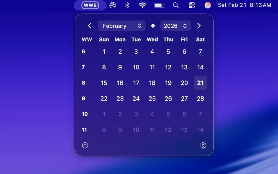 #3. WorkWeekMenu (macOS) Ved: Jeff Wilcox