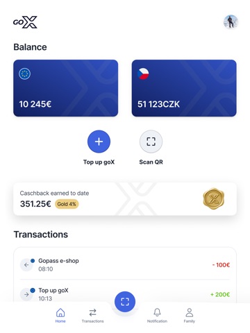 goX wallet iPad screenshot 1