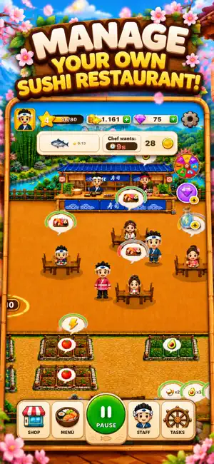Sushi Panic: Restaurant Tycoon screenshot 1