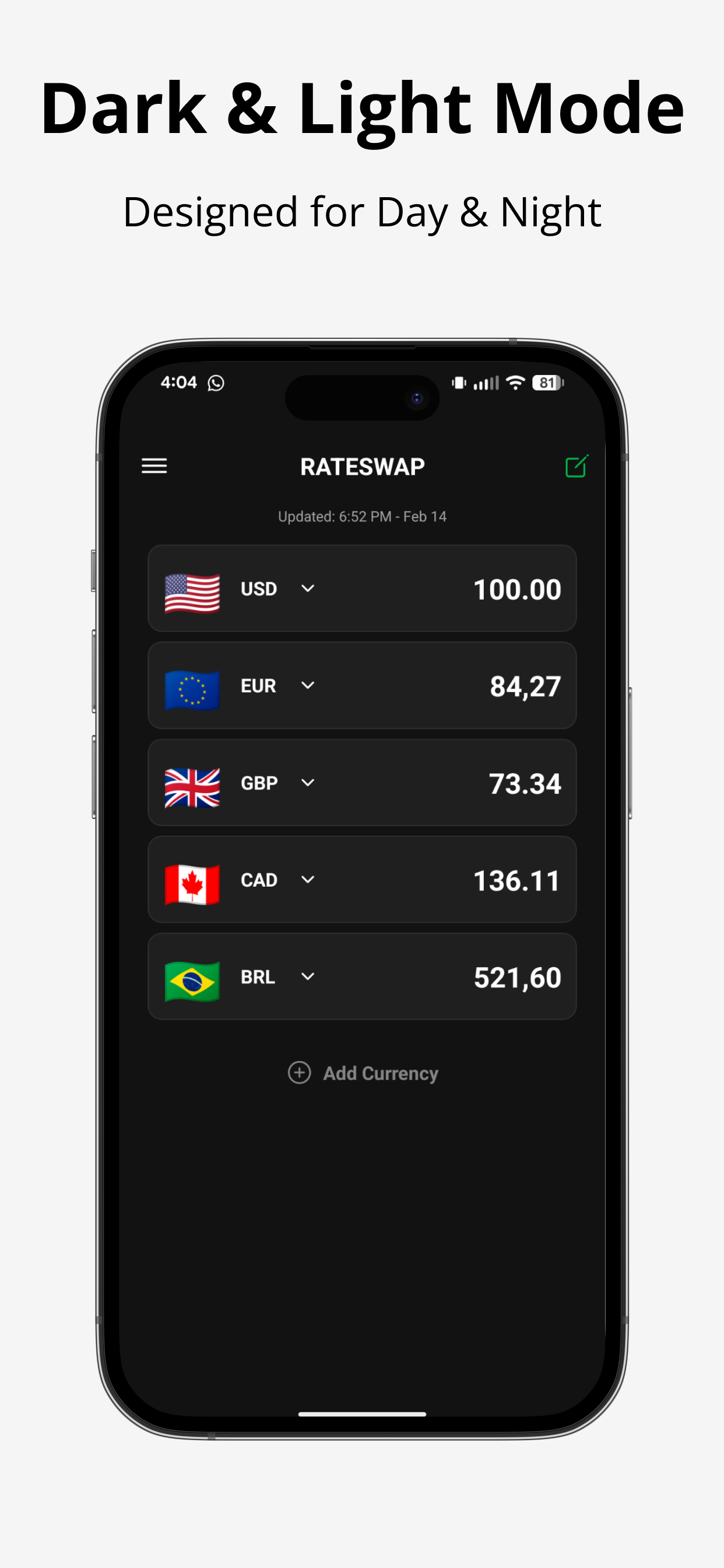 RateSwap Multicurrency Tracker