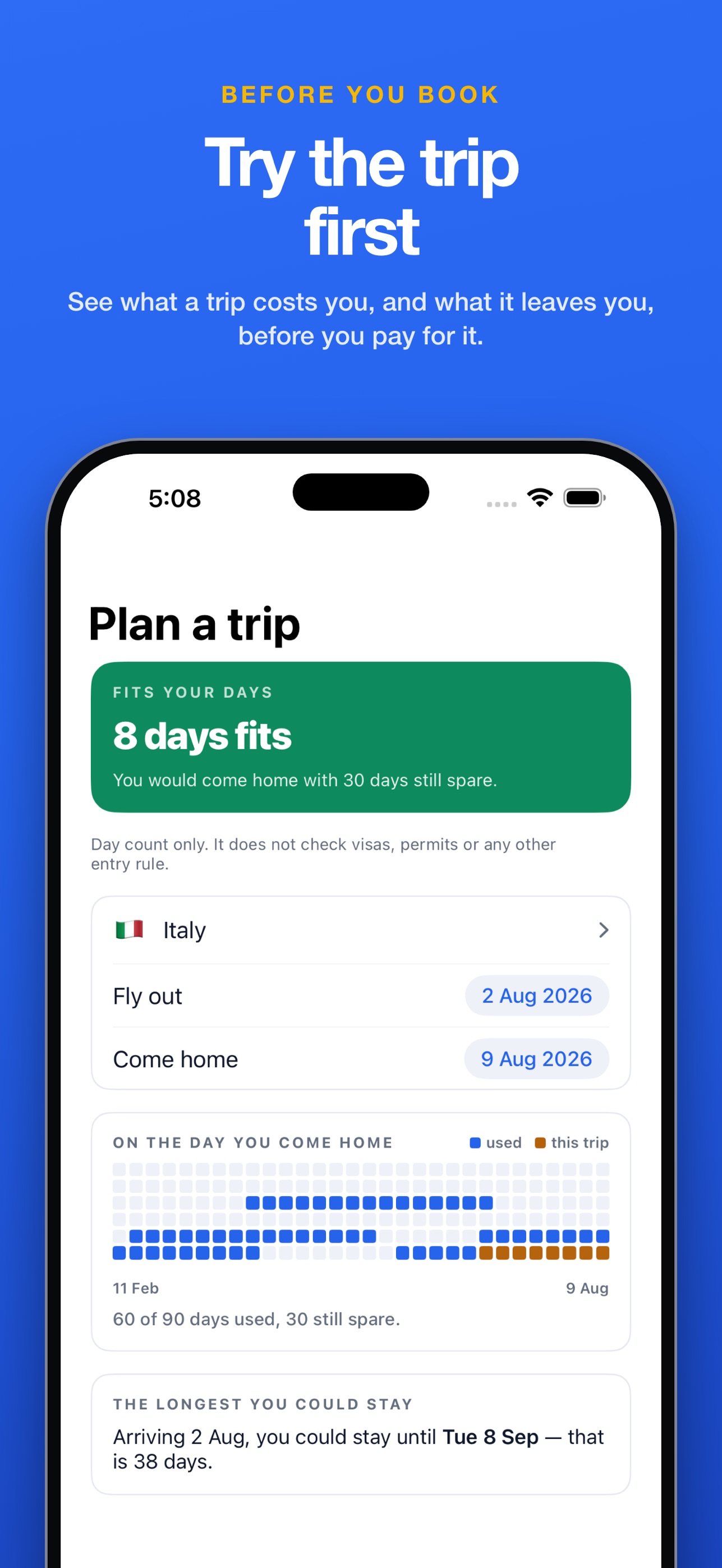 Screenshot 3 of DayWindow: Schengen Calculator