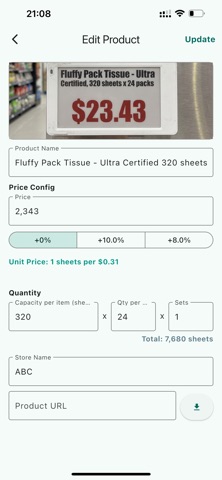 Unit Price Comparator iPhone screenshot