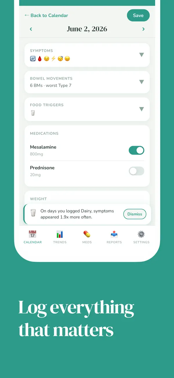 Screenshot #2 pour Colitis Tracker