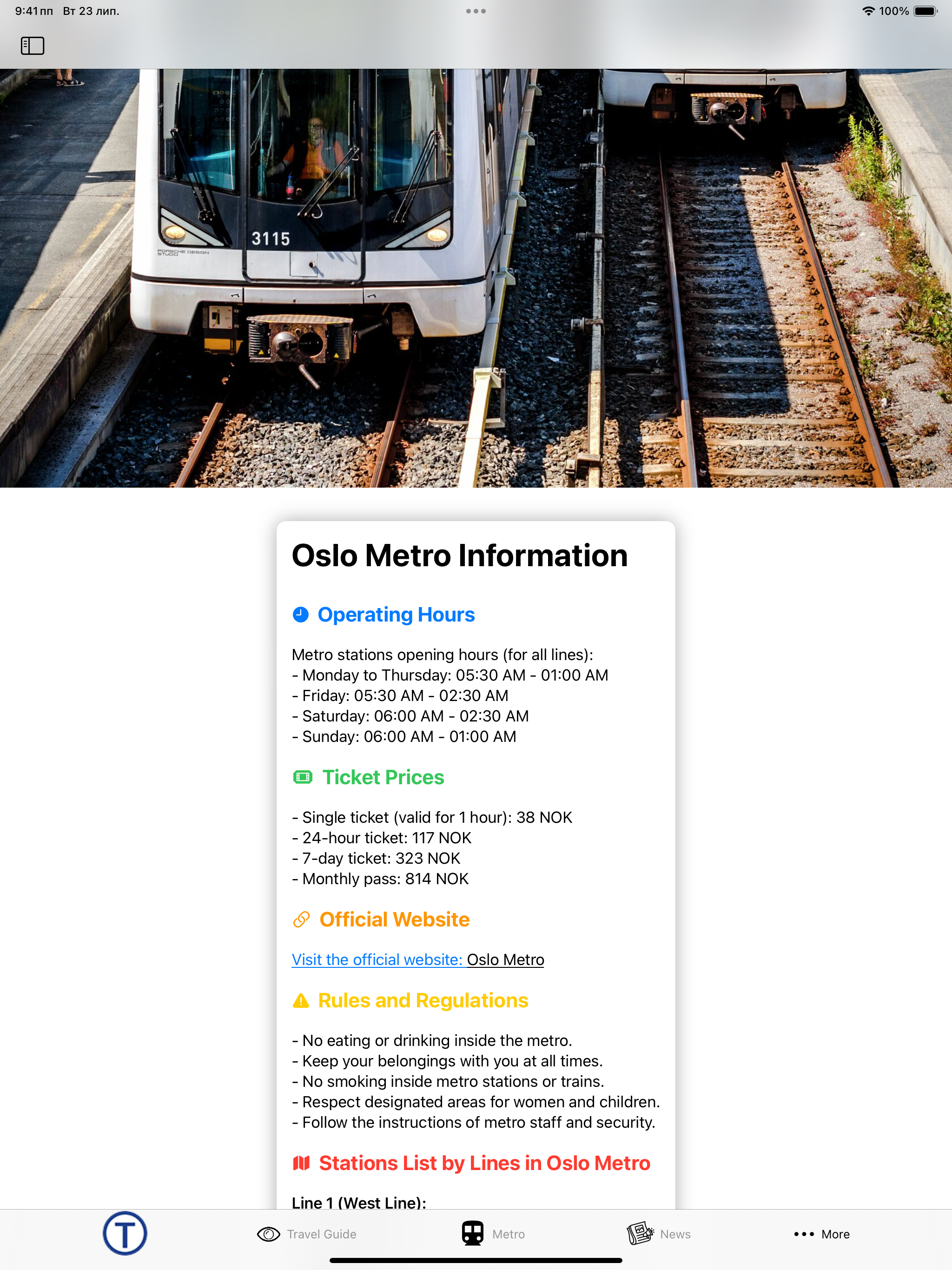Oslo Subway Map