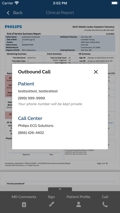 Philips ECG Reports Screenshot