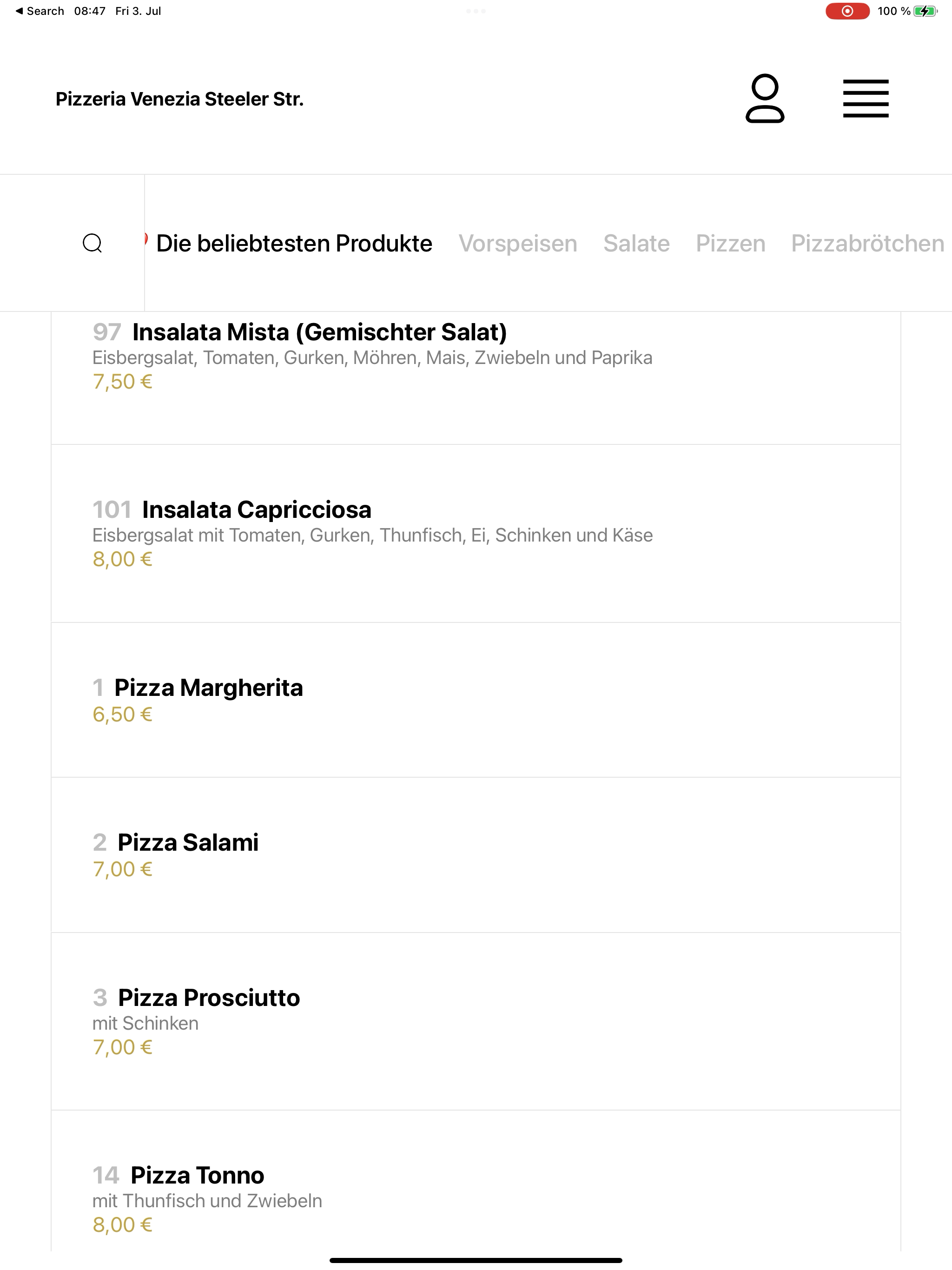 Pizzeria Venezia Steeler Str screenshot 8
