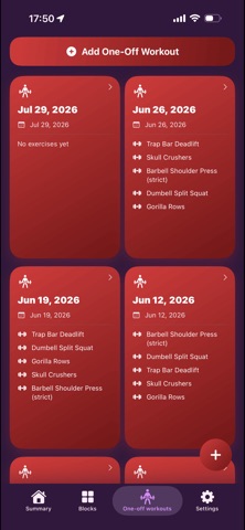 Strong Workout Tracker iPhone screenshot