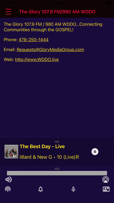 The Glory 107.9 FM / 980 AM Screenshot