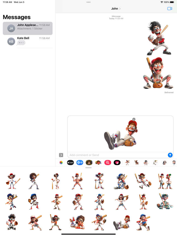 Goofy Baseball Player Stickers