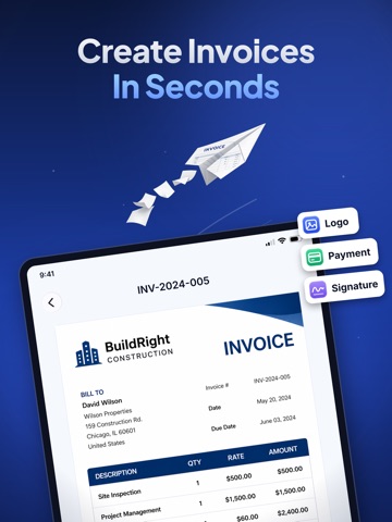 Ditly: Simple Invoice Maker iPad screenshot