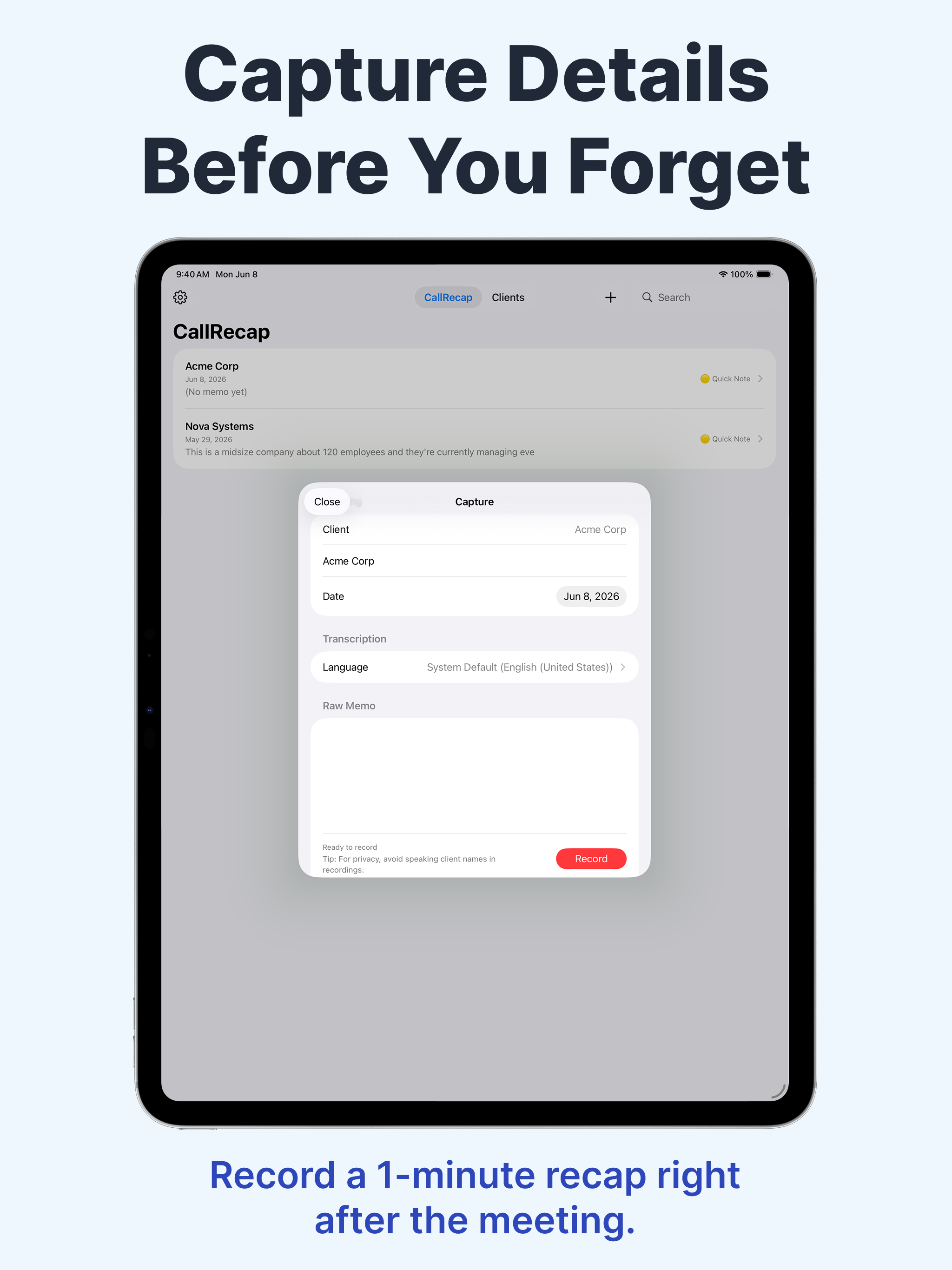 CallRecap: Client Call Memo AI screenshot 10