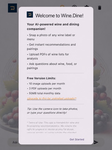 wine.dine iPad screenshot