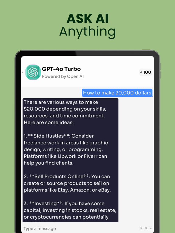 AI Chatbot - Zenth AI iPad screenshot 2 - Productivity app