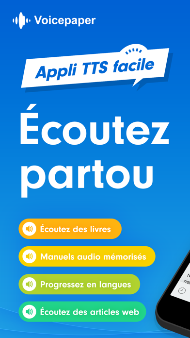 Screenshot #1 pour Voicepaper Texte en Parole TTS