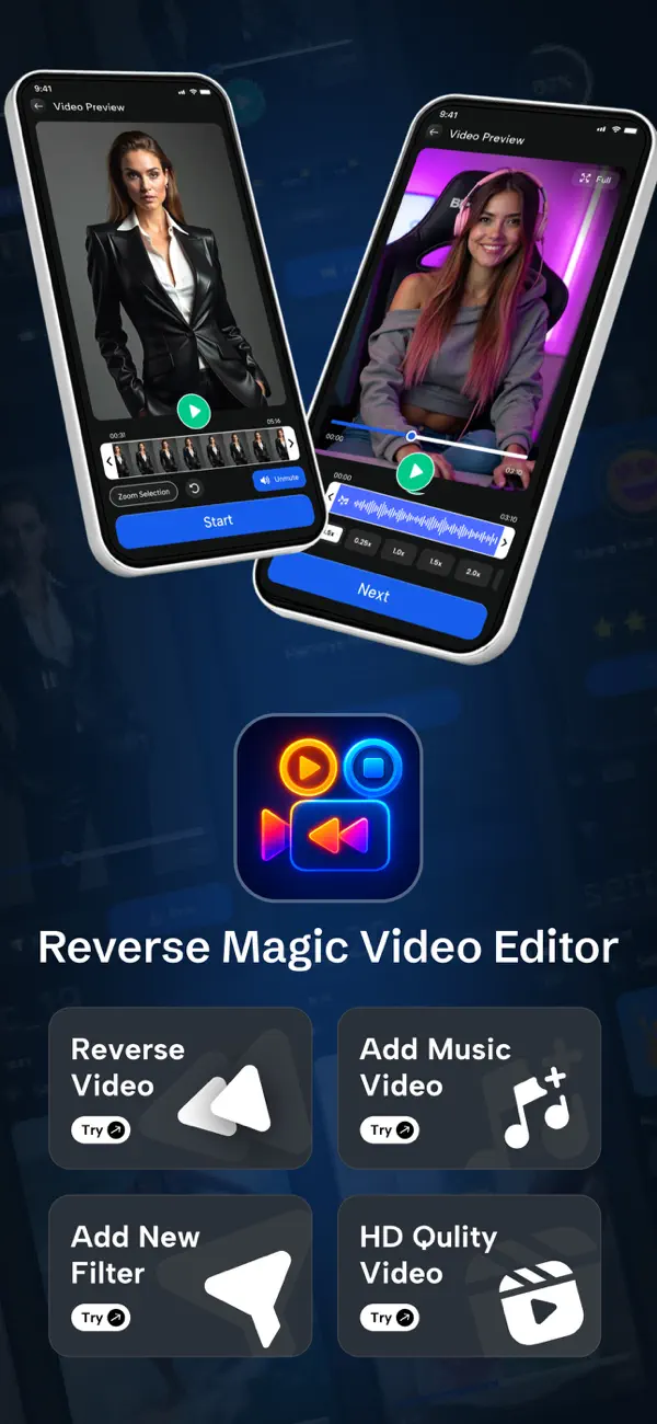 Screenshot #1 pour Reverse Magic Video Editor