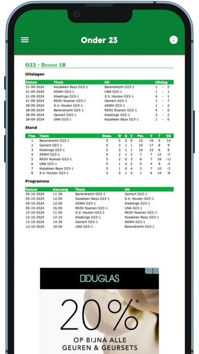 JeugdvoetbalUitslagen Screenshot
