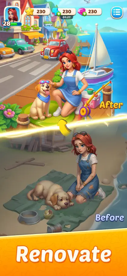 Screenshot 3 di 5 di Pets Harbor: Merge & Restore