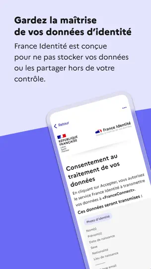 Capture d'écran de France Identité sur iPhone 8