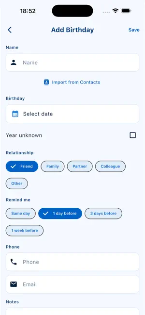 Daylo: Birthday Reminder screenshot 2