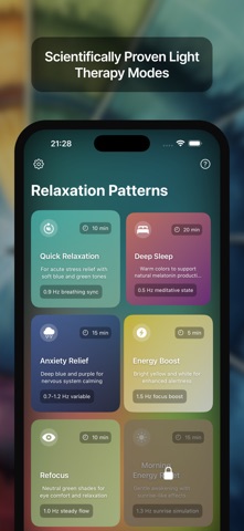 RelaxColors: Light Therapy AI iPhone screenshot
