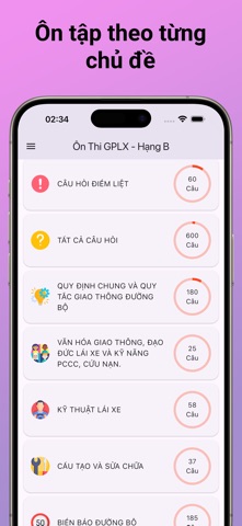 Ôn Thi GPLX 600 Câu (2025) iPhone screenshot
