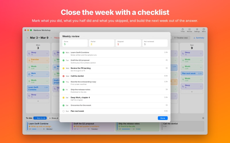 Rainbow Craft: Week Planner iPhone screenshot