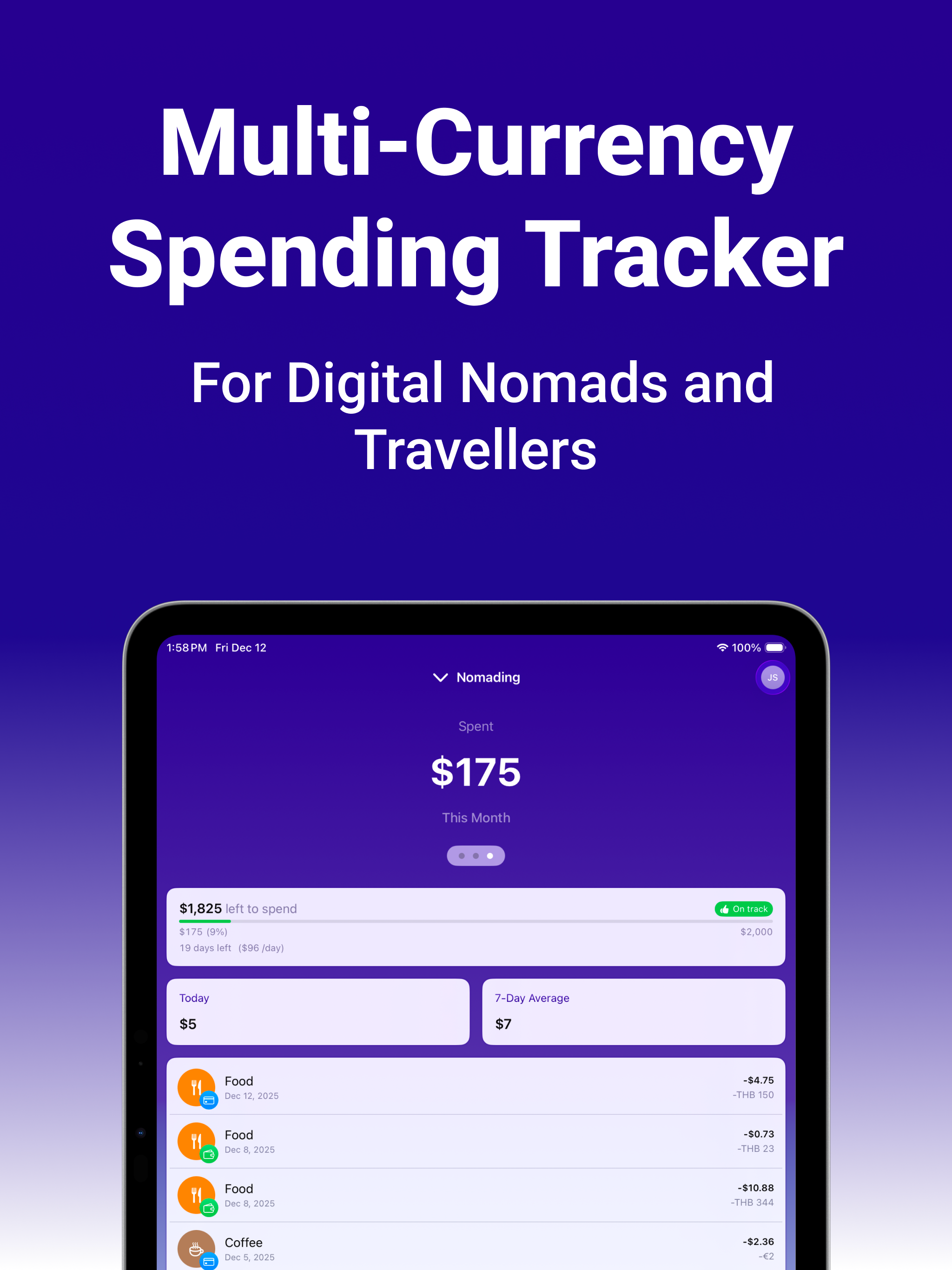 NomadExpenses: Travel Budget