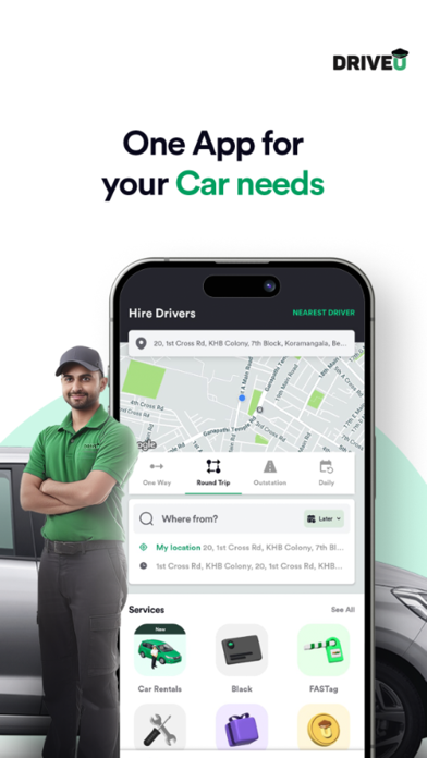 Screenshot #1 pour DriveU: Hire Driver for Car