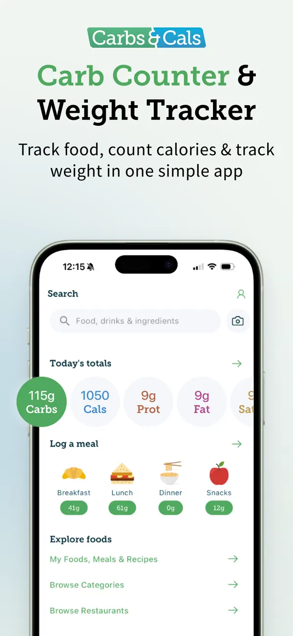 Screenshot #1 pour Carbs & Cals: Diet & Diabetes