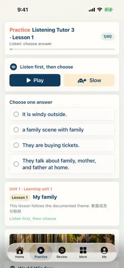 Screenshot von English Listening Practice 3 auf dem iPhone 2
