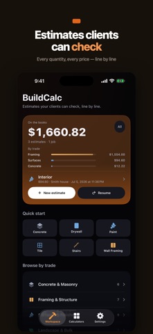 BuildCalc: Material Calculator iPhone screenshot