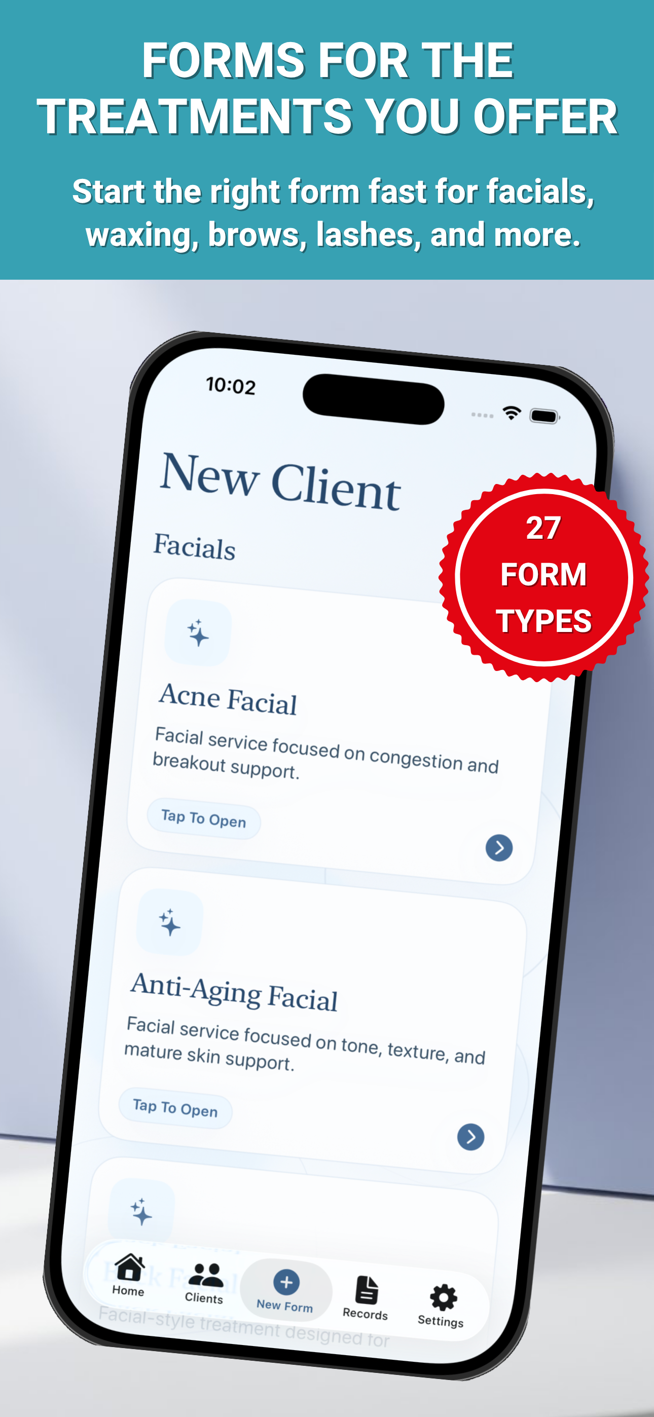 Facial Forms - Estheticians